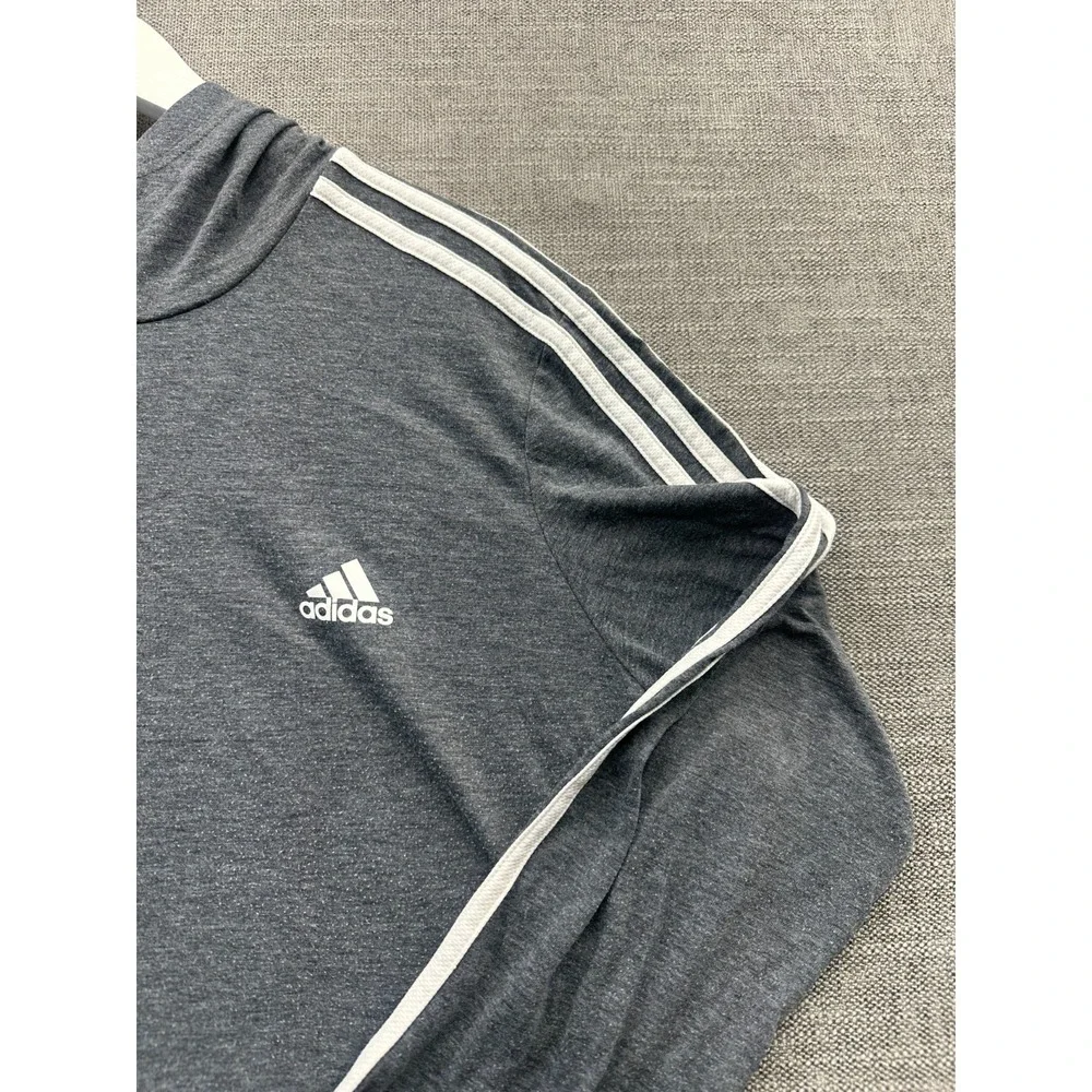 Adidas Aeroready Primegreen Hoodie Men 2XL Heather Gray Striped Running Athletic